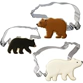 Bears of North America Cookie Cutter Set - Black Bear, Grizzly Bear and Polar Bear Handmade in the USA by CookieCutter.com