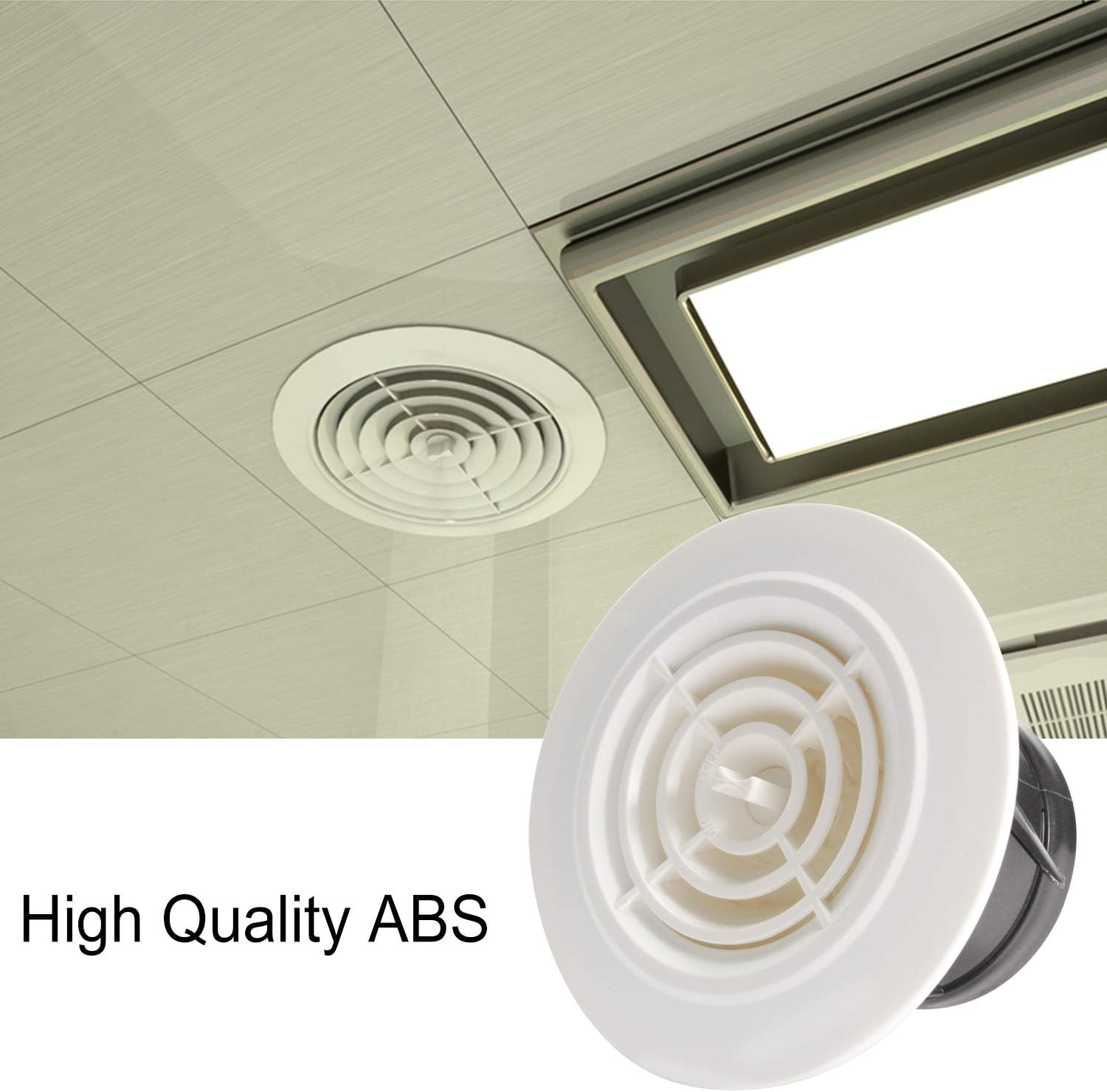 Hon&Guan 75mm Round Adjustable Air Vent with Flyscreen Mesh 3 Inch Closeable Circular Ventilation Grille Vents Cover Indoor for Walls Ceiling - Image 4