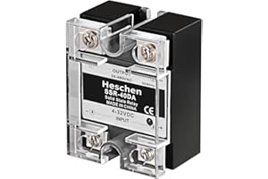 Heschen Single Phase DC/AC Solid State Relay, SSR-40DA, Input 4-32VDC, Output 480VAC, 40A 50-60Hz