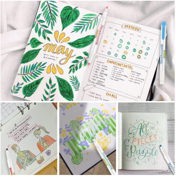 Dacono Highlighter Double Ended, 12PC Pastel Colors Dual Tips Marker Pen, No Bleed Dry Fast, Chisel and Fine Tips Highlighters for Journal Bible Planner Adults Kids Students Office School