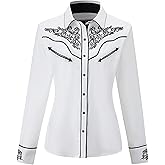 Women's Embroidered Western Cowboy Shirt Vintage Style Long Sleeve Button Down Shirt Premium Quality Snap Front Design S-3XL
