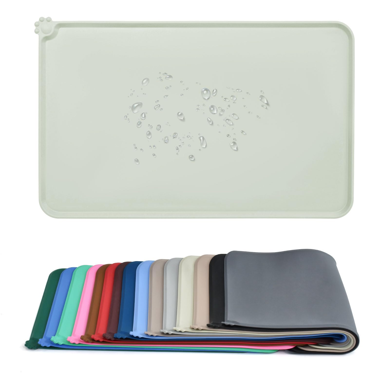 AUDWUD Silicone Waterproof Dog Cat Pet Feeding Mats,Anti Slip Pet Bowl Mats,Pet Feeding Mat