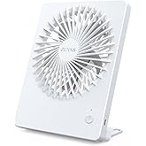Zuvas Desk Fan Battery Operated Fan Rechargeable 180°Tilt Folding Personal Fan Ultra Quiet Small Portable 3 Speed Adjustable Strong Wind Fan For Office Bedroom Home Desktop Camping (White)