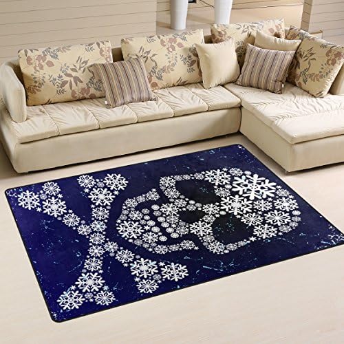 Sugar Skull Dia De Los Muertos Playmat Floor Mat For Dining Room Living Room Bedroom,Size 2'7"X1'8" and 5'X3'3" Available.