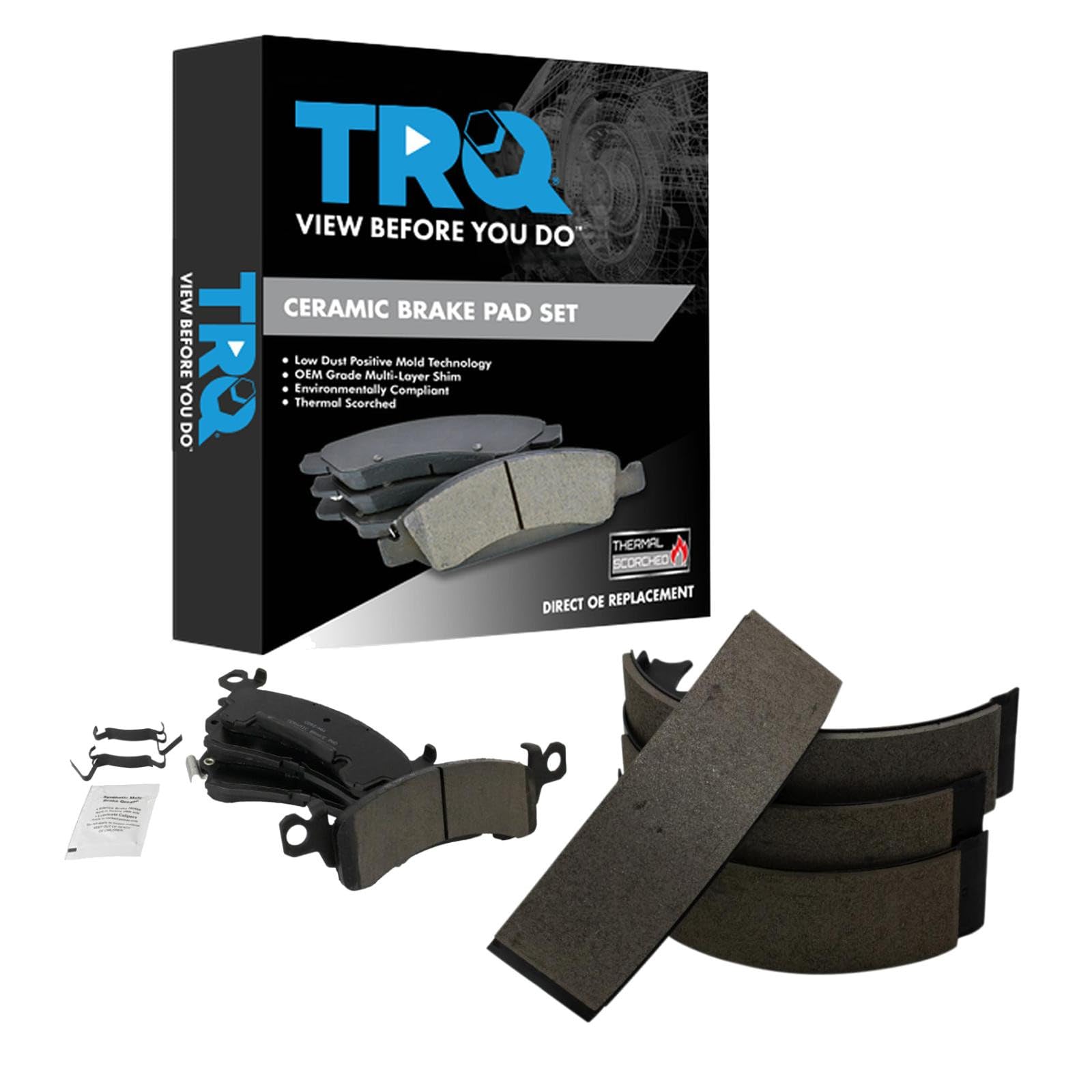 TRQ Brake Pads Ceramic Compatible with 91-92 Cadillac 74-95 Chevrolet GMC Image