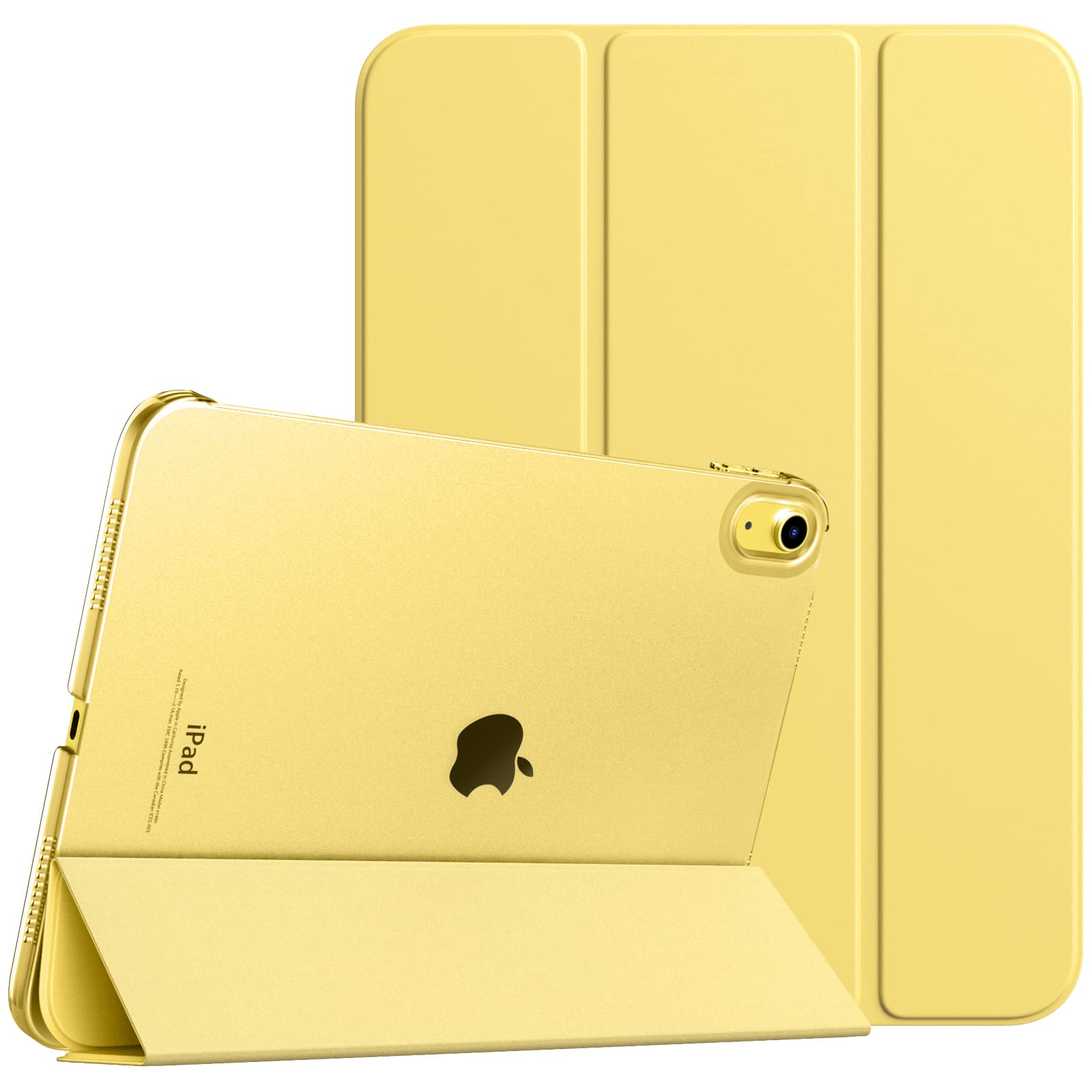 TiMOVO Case for iPad (A16) 11th Generation 11 Inch 2025/iPad 10th Generation 10.9 Inch 2022, Slim Stand Cover with Hard Translucent Back, Support Touch ID, Auto Wake/Sleep, Light Yellow