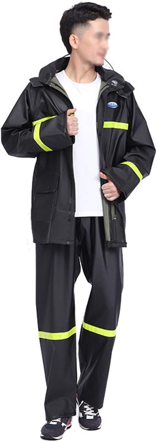 Mens Waterproof Breathable Rain Suit and Pants with Hood 2