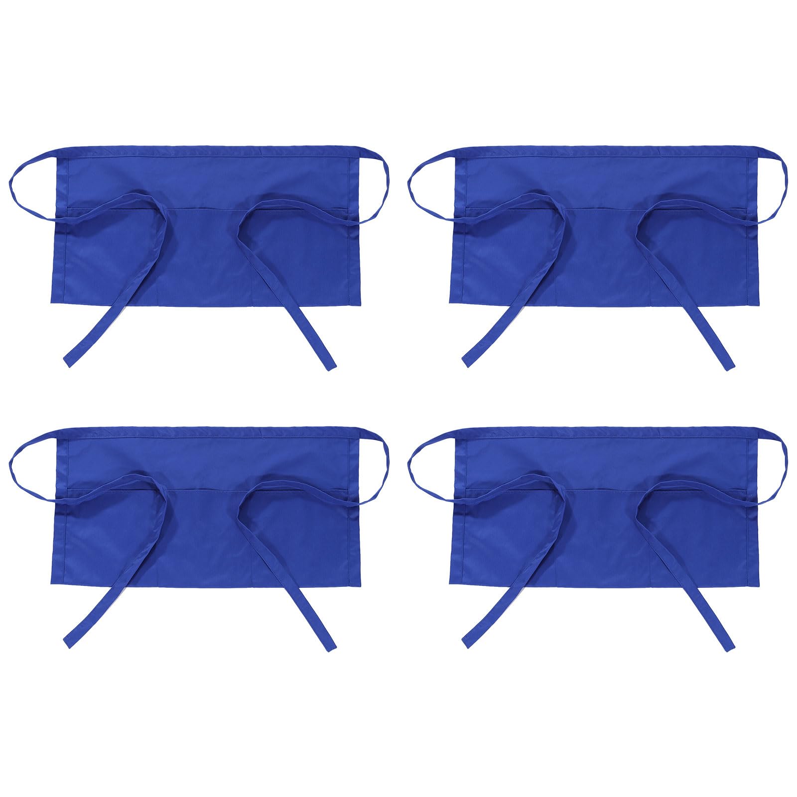 PATIKIL Waist Apron, 4 Pack Waitress Short Apron Water Resistant with 3 Pockets for Women Men Kitchen Hotel Restaurant Waitress Waiter, Blue