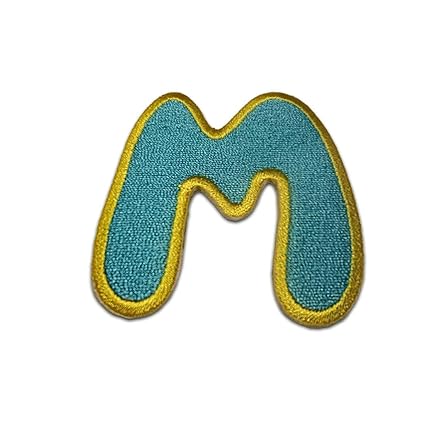 Buchstaben Aufnäher/Aufbügler blau - Komplettes Alphabet einzeln auswählbar, Alphabet/Buchstabe:Buchstabe M - 6.3x5.9cm