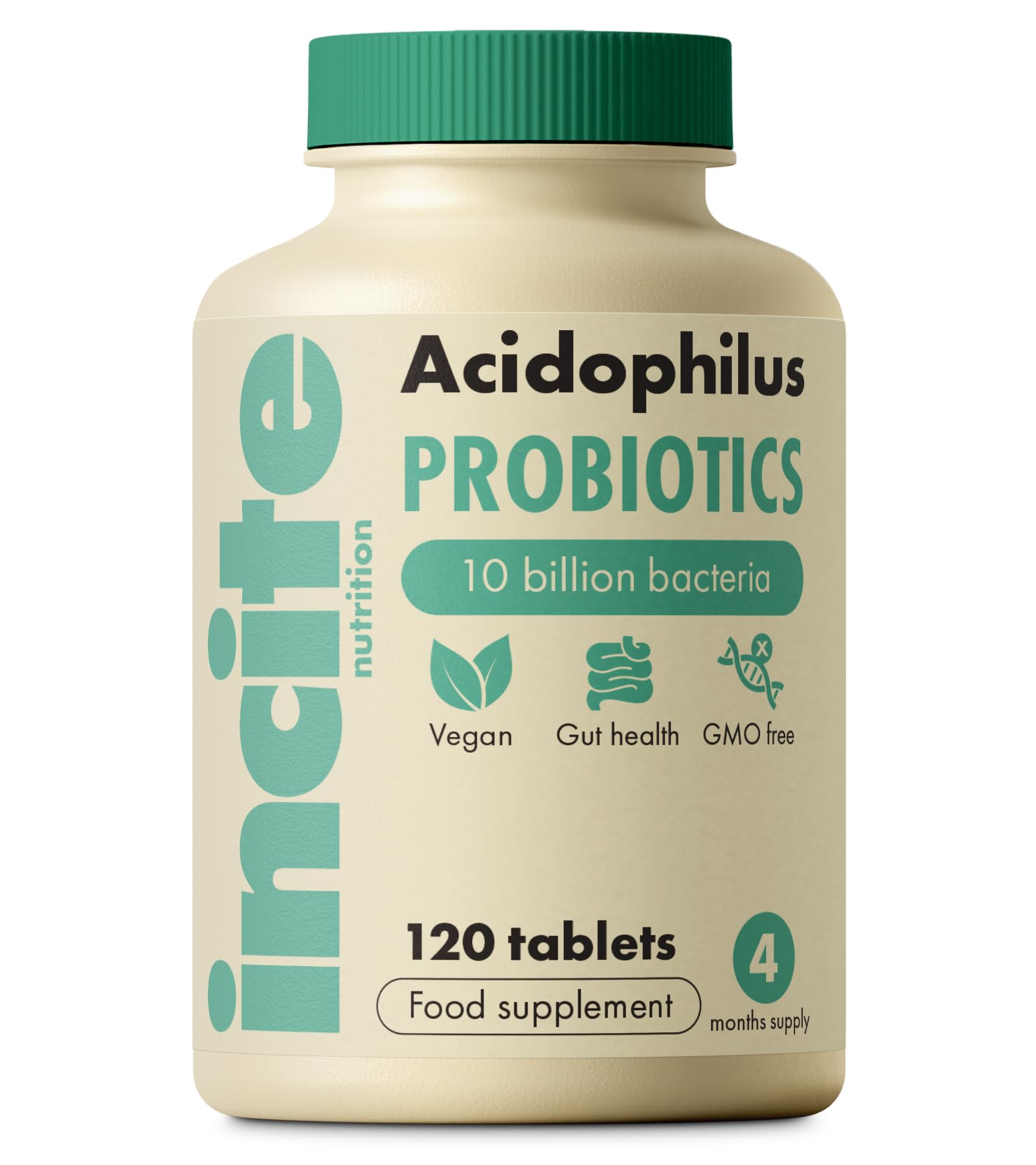 Probiotics for Gut Health – Acidophilus - 10 Billion CFU, 120 Tablets (4 Month Supply) – Gut Health & Digestion Support - High Strength Probiotics for Men & Women - Vegan & Non-GMO