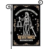 JMYROG When Injustice Becomes Law Resistance Becomes Duty Garden Flag, Double Sided Yard Outdoor Farmhouse Lawn Porch Decor Banner, Social Justice Equality Sign, Feminist Gifts for Friend Coworker BFF