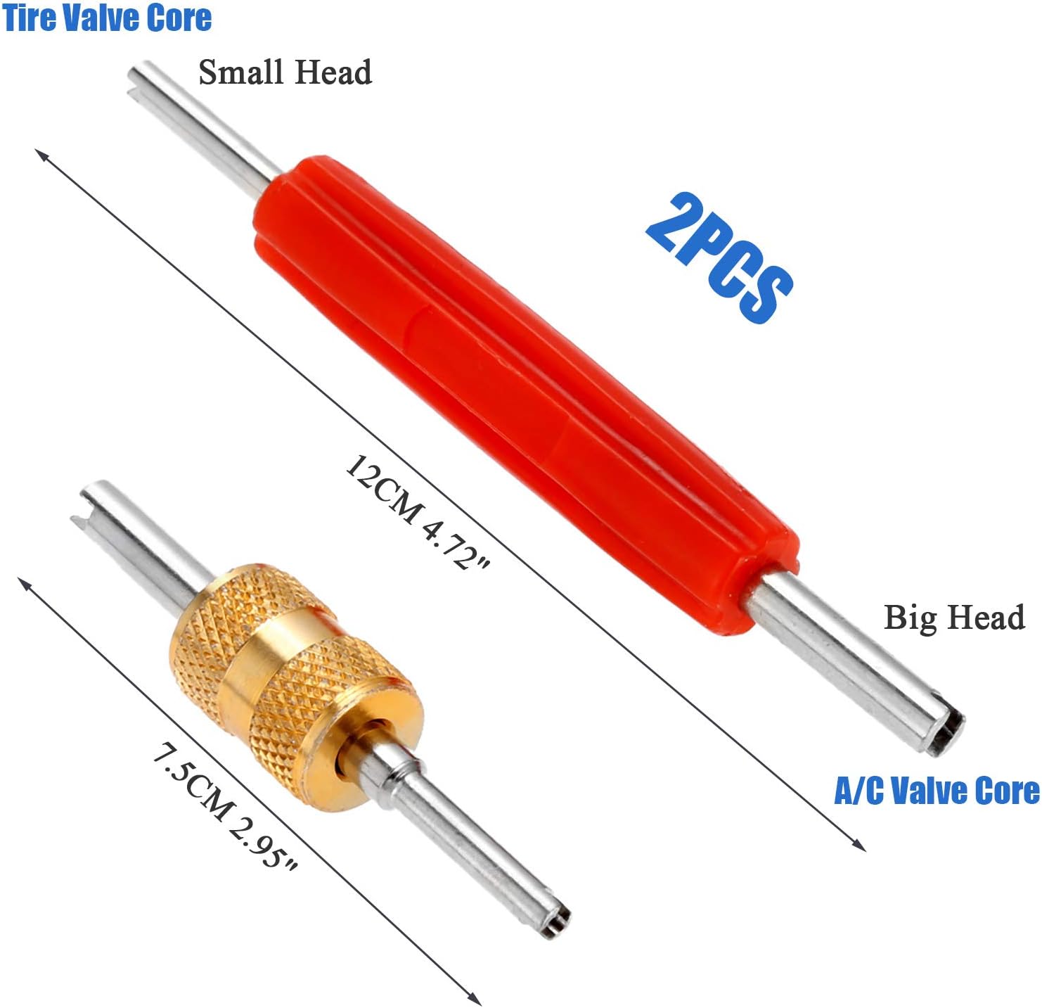 102Pcs Car Air Conditioning Valve Core Kit, Auto AC Repair Complete Tool Box Set, A/C R12 R134A 100Pcs Refrigeration Tire Valve Stem Cores, 2Pcs Removal Tool, for Car Air Contitionaing Repair: Automotive