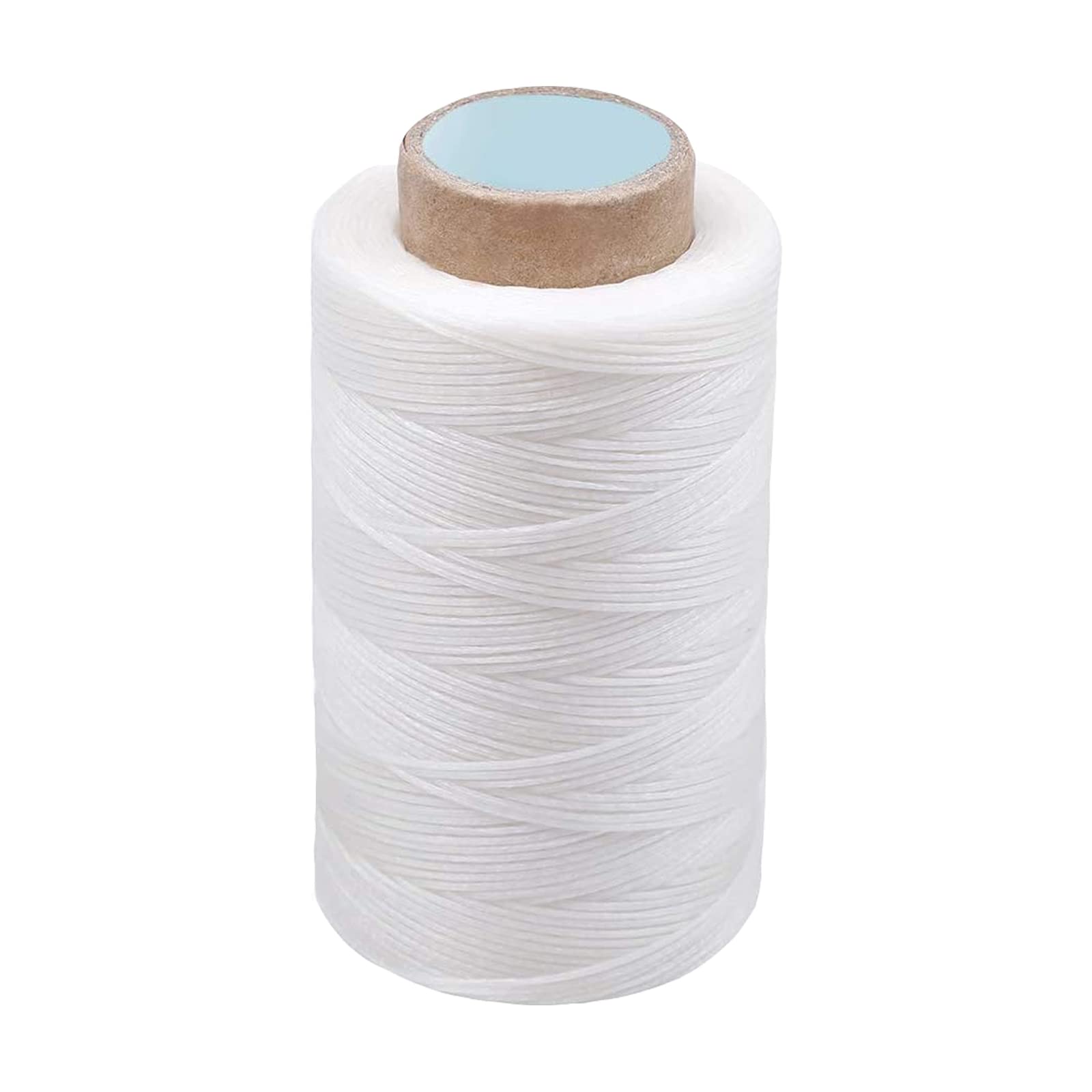 Waxed Thread, 150D 1mm Thick Strong Thread, 260M Leather Sewing Waxed String for Leather DIY Projects, Bookbinding, Shoe Repairing, Heavy Fabrics, Bags - White