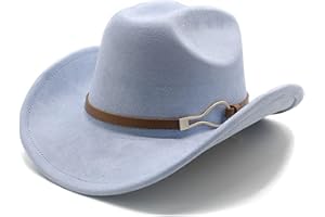 He&Yingmin Women Men Wide Brim Western Cowboy Hat Suede Cowboys Hat Fedora with Belt Buckle
