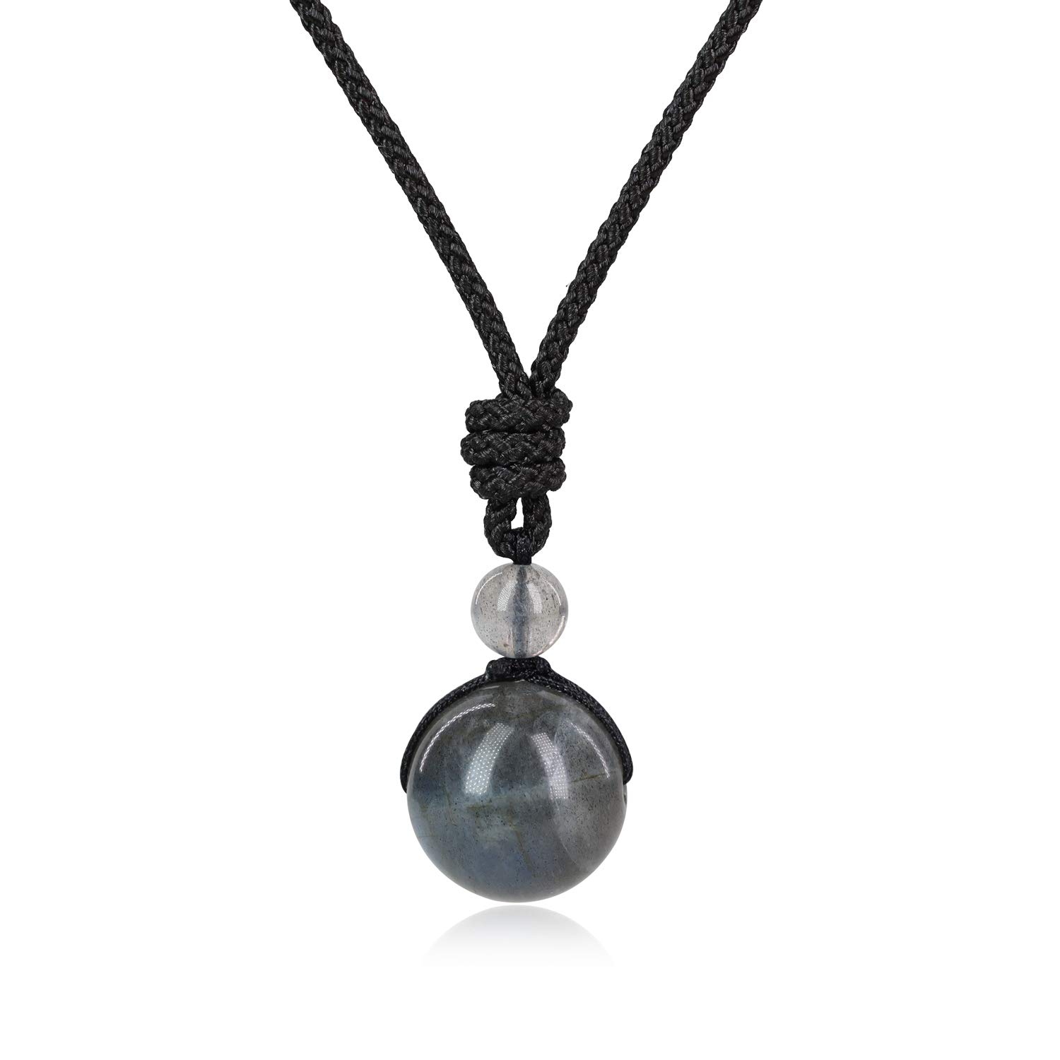 COAI Labradorite Stone Bead Pendant Necklace for Women Men