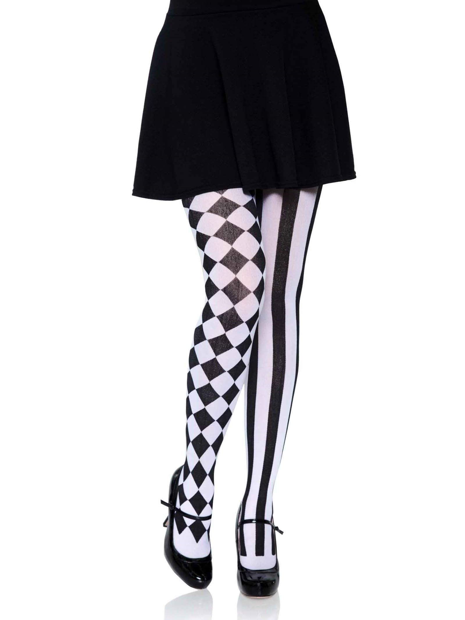 Photo 1 of ***(HEAVILY USED/ MINOR DAMAGE)***Leg Avenue Women's Harlequin Tights, White/Black, One Size