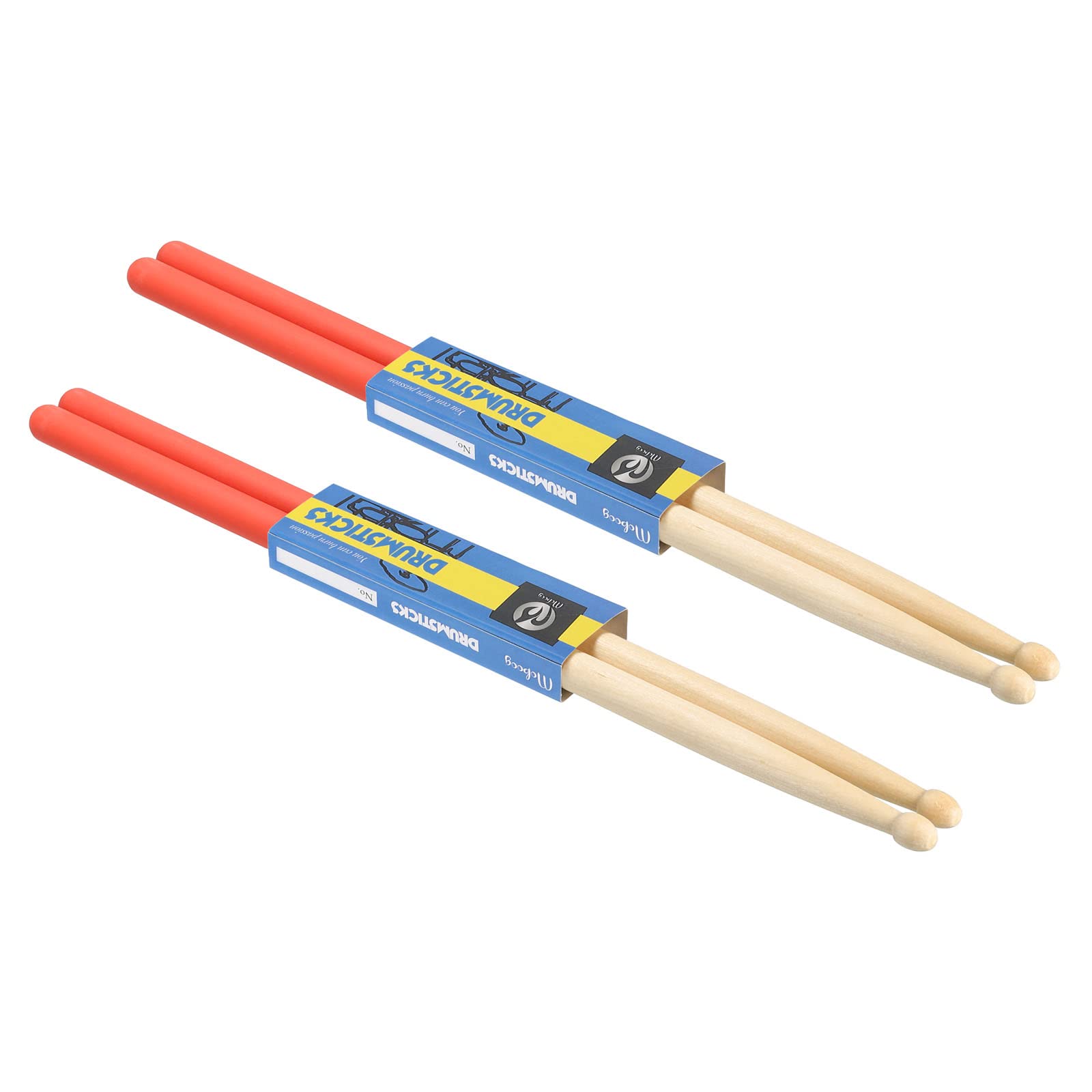 PATIKIL Maple Wood Drumstick Anti Slip Handle Grips Drum Stick Wrap 7A Orange 2 Pair for Drumming Musical Instrument Percussion