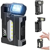 DXSAWA EDC Flashlight Rechargeable, 270&deg;Rotation Magnetic Keychain Flashlight,400 Lumens Portable Flat Mini Flashlights, IP65 Waterproof Emergency Keychain Work Light (Black)
