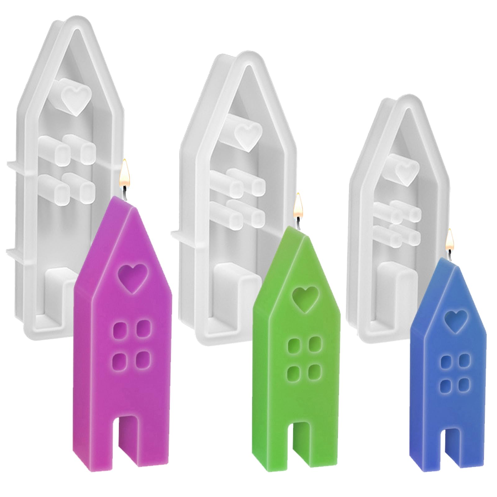 HIQE-FL Silicone Moulds Casting Moulds Houses Candle Moulds for Casting, Silicone House Moulds, Easter Mould, House, Candle Mould, Soap Mould, Epoxy Resin Moulds
