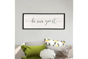 COMURDYO Be Our Guest Wall Decor Sign 32”X12” Large Master Bedroom Above Bed Wall Decor Wood Framed Guest Room Sign Simple Rustic Farmhouse Over Bed Bedside Wall Art （Black