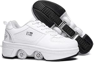 TAILORIA Four-Wheel 2-in-1 Roller Skate Shoes Unisex Roller Shoes & Sneakers Detachable Skate Shoes Kids Sneakers Shoes with Wheels Skating Roller Skates