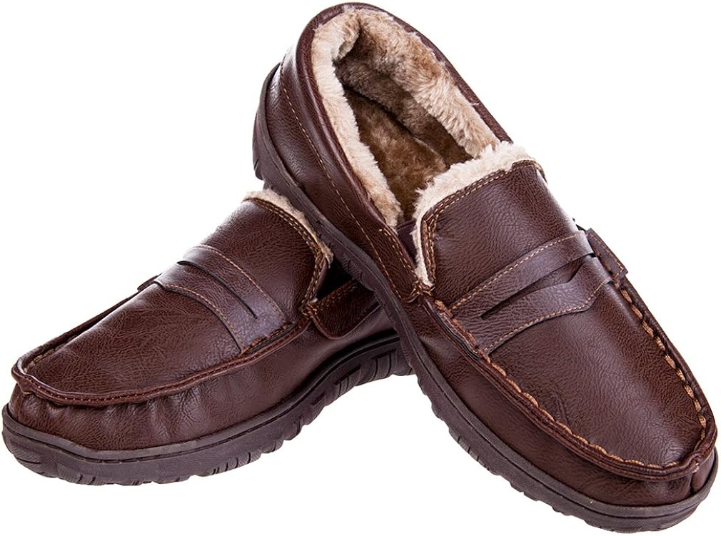 mens fur lined moccasin slippers