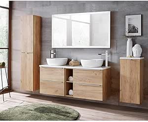 Lomadox - Juego Completo de Muebles de baño (Roble de wotan, Lavabo