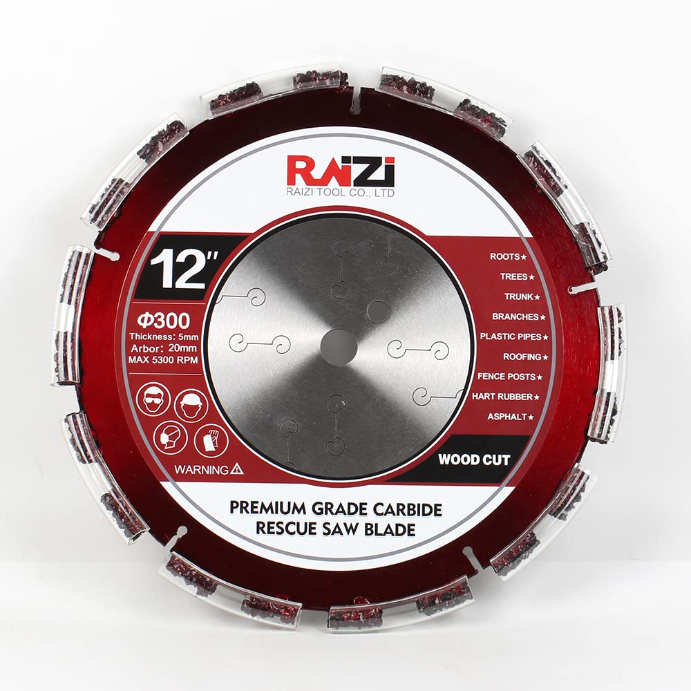 Raizi 300mm Premium Grade Demolition Carbide Fire Rescue Saw Blade for Roots Plastic Pipes Rubber Asphalt