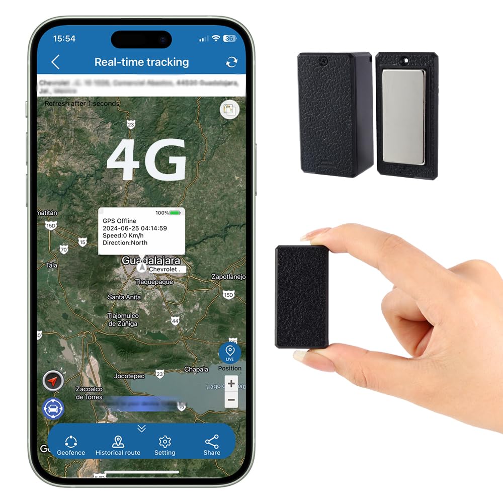 TKMARS 4G GPS, TK901 Mini GPS Tracker for Kids, Cats, Luggage, GPS with No Subscription Fees,Magnetic Waterproof for Car, Motorbike, Realtime Tracking + Notification, SIM Included