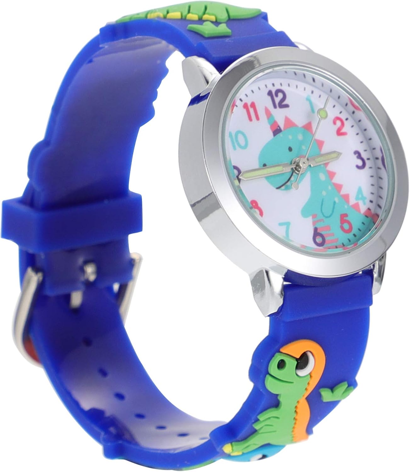 ibasenice Kid Analog Quartz Watch Adorable 3D Dinosaur Wrist Watch Silicone Strap Watch Dino