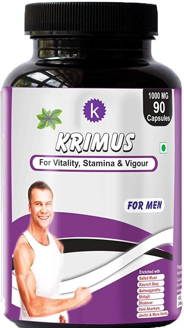 KRIMUS Shilajit Ashwagandha Musli Extract for Muscle Gain With Shatavar Safed musli Irani akarkara Kaunch beej extract & more for Men 90 CAPSULES