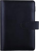 HAUTOCO PU Leather A6 Budget Binder Cover 6 Ring Notebook Organizer Black