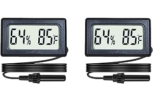 VEANIC 2-Pack Mini Digital Hygrometer Thermometer Gauge with Probe LCD Display Temperature Fahrenheit Humidity Meter for Incubator Reptile Plant Terrarium Sealed Containers Guitar Case