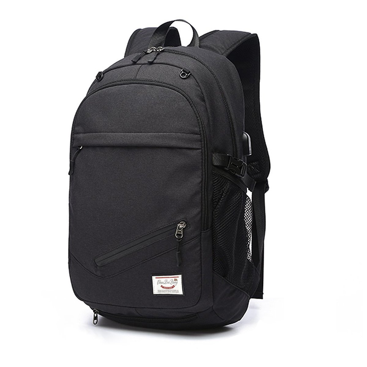 Rucksack Männer Chrislley Wasserdicht Faltbarer Rucksack Mit Basketball Net Und USB Ladeanschluss 15 6 Zoll Leinwand Sport Casual Schule Rucksack Schwarz