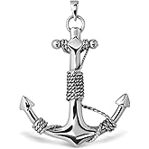 WithLoveSilver 925 Sterling Silver 40mm Charm Rope Anchor Pendant