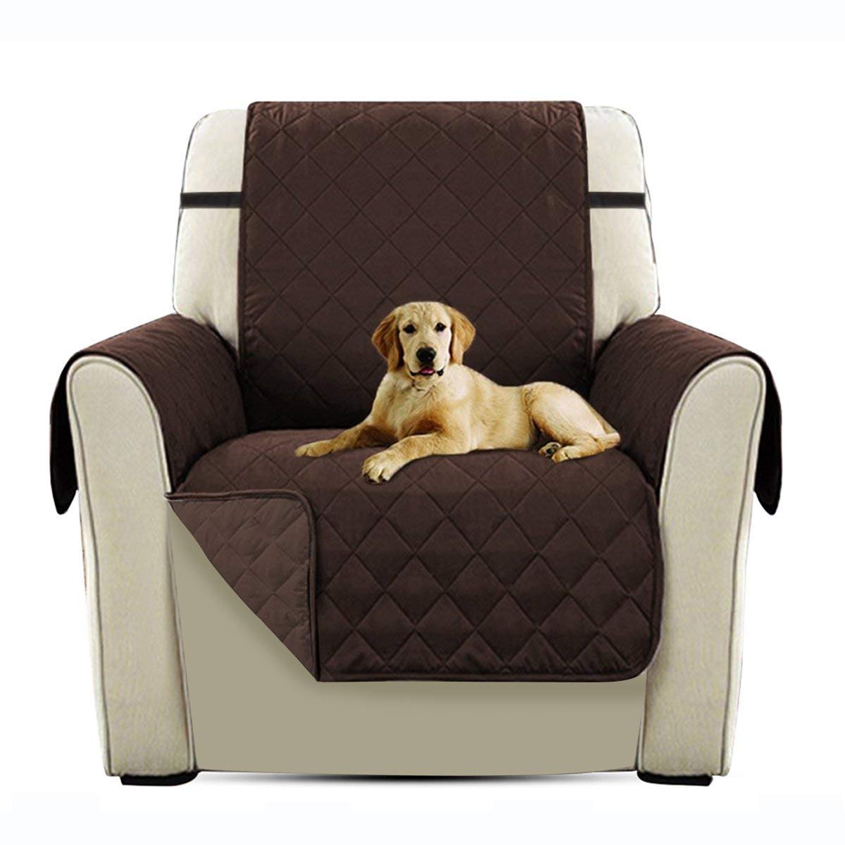 PETCUTE Universal Armchair cover,Waterproof Sofa Cover 1 Seater,Recliner Covers Armchair Slipcovers Furniture Protector Washable Sofa Protector for Kids, Pets, Dogs, Cats Four Seasons Brown — image 1