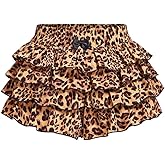 SOLY HUX Women's Y2k Leopard Ruffle Mini Shorts Cheetah Print Elastic Waist Bow Layered Bloomer Shorts