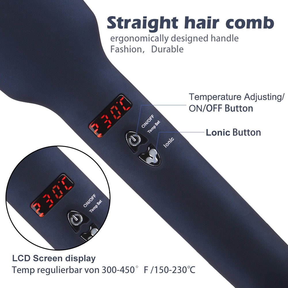 ARINO Spazzola Lisciante Ionica Lisciacapelli Lisciatura Lisciatore Ioni 2 in 1 Raddrizzatore Piastra di Ceramica Styling Elettrico con Tecnologia MCH per Protezione Riscaldamento Rapido Antistatico Scottature Nero