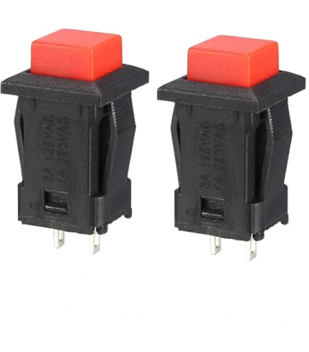 Buttonアソート Aexit 5 x Switches Red Cap Rectangle Momentary 2-Terminal