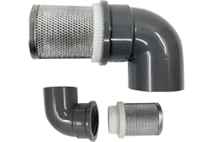 COTONLAKE DN15 inch stainless steel filter cover connected to 90 degree elbow 1/2" PVC DN15 water pipe, pvc pipe screens suction strainer used to remove debris and reduce solid entry（1pcs）