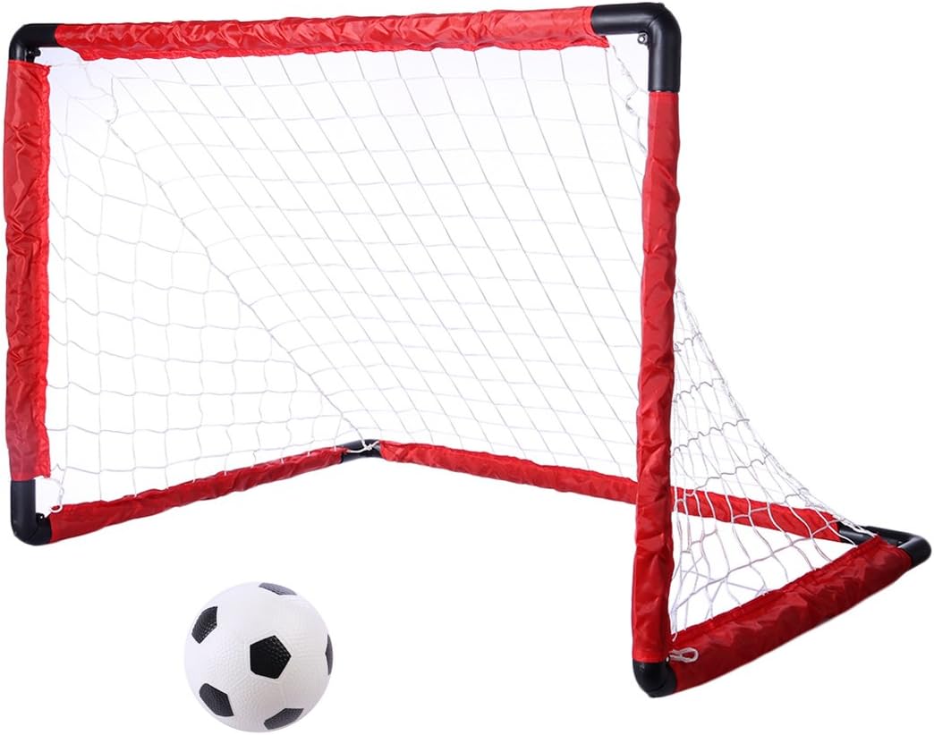 Tosbess Football Goal,Portable Folding Soccer Goal Kids Football Net Football Door Set Football Gate Toy,84x60x60cm (Large)