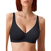 Vertvie Wireless Jelly Bra Push Up Gel Support Seamless Deep V | Bras for Women No Underwire, Supportive Lift, Soft Comfortable Tshirt Bralette, No Show, Wide Straps, Plunge, Fits 32A-42DDD