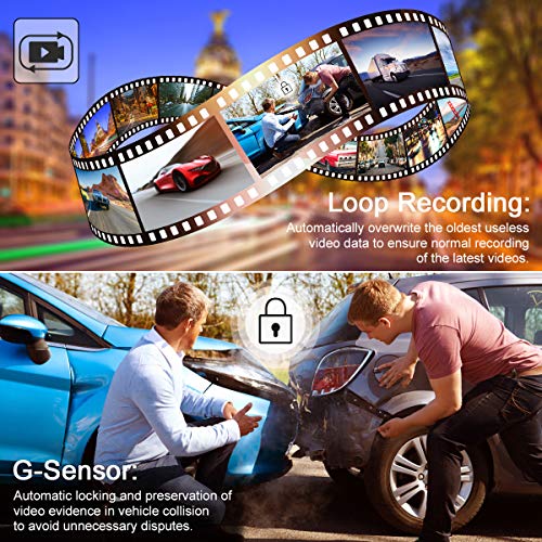 Backup Camera, 10Inch 1080P HD Mirror Dash Camera, Rear View Front and Rear Dual Lens with Loop Record, G-Sensor, 1080P Waterproof Reversing Assistance Camera, Parking Monitor, Night Vision [GRC] - Thumbnail 3