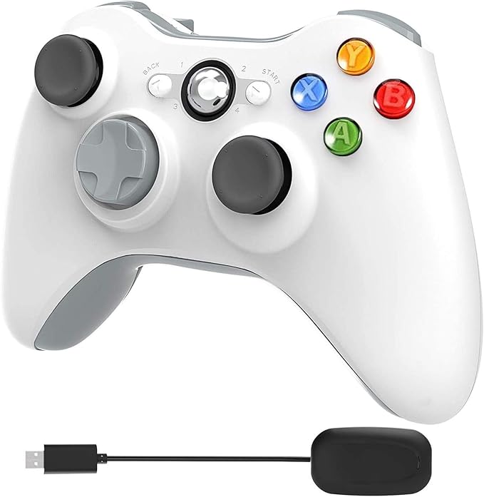 sans Fil pour Xbox 360 avec Adaptateur de Recepteur pour Xbox 360 Slim et PC Windows 7/8
