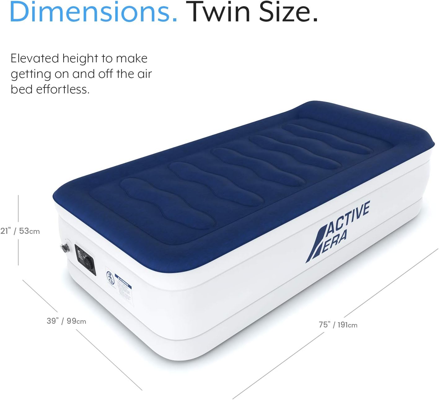 Active Era Luxury Twin Size Air Mattress (Single) - Elevated Inflatable Air Bed, Electric Built-in Pump, Raised Pillow & Structured I-Beam Technology, Height 21": Sports & Outdoors