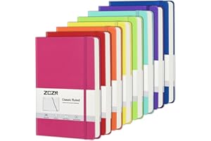 ZCZN 8 Pack Lined Journal Notebook, 5.5"x8.3", 192 Pages A5 Hardcover Notebooks for School, Work, Travel&Journaling(Colored)