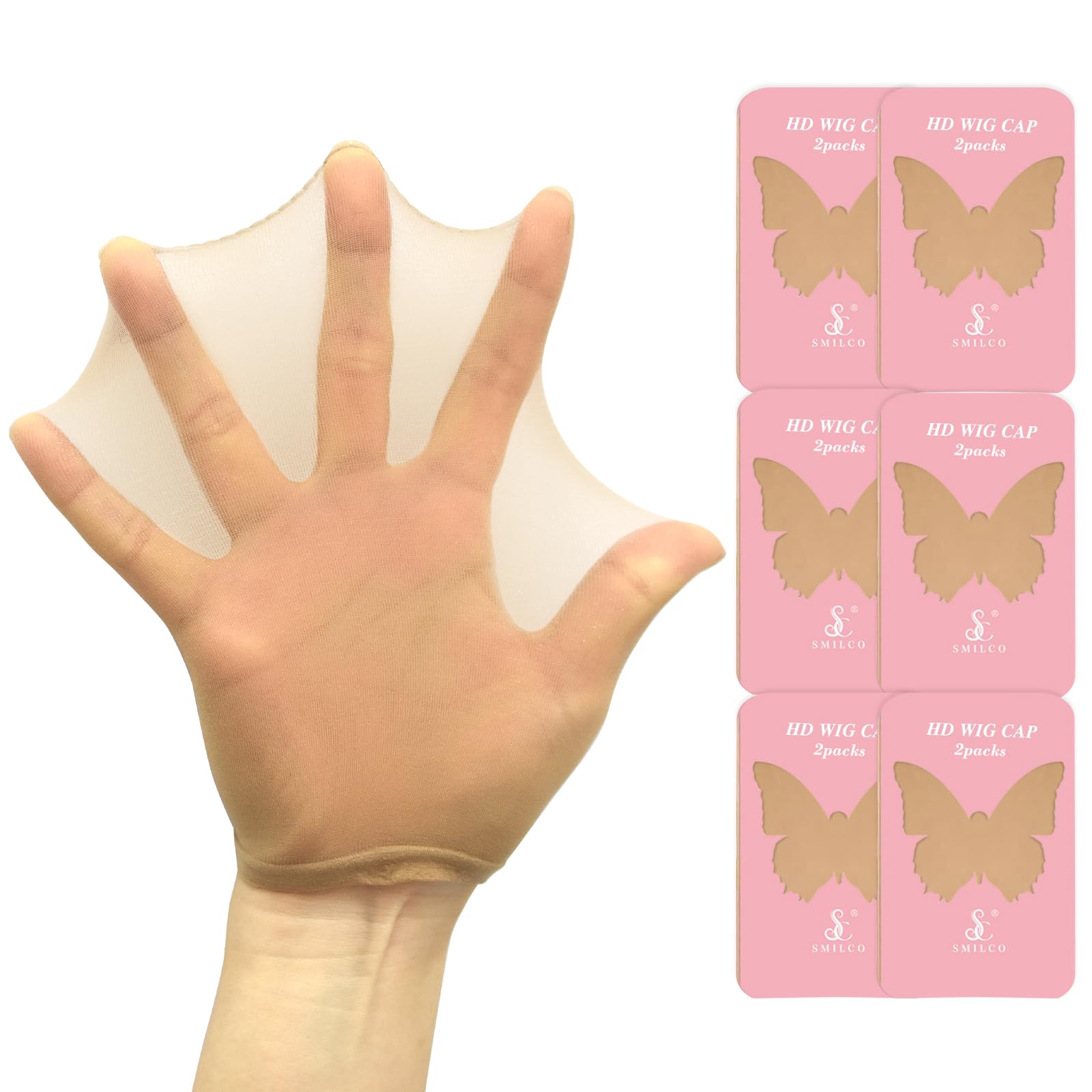 Photo 1 of Smilco HD Wig Cap, 12 Pieces of Invisible and Sheer Breathable Ultra-thin Stretchy Stocking Caps Designed for Lace Front Wigs (Nude)
