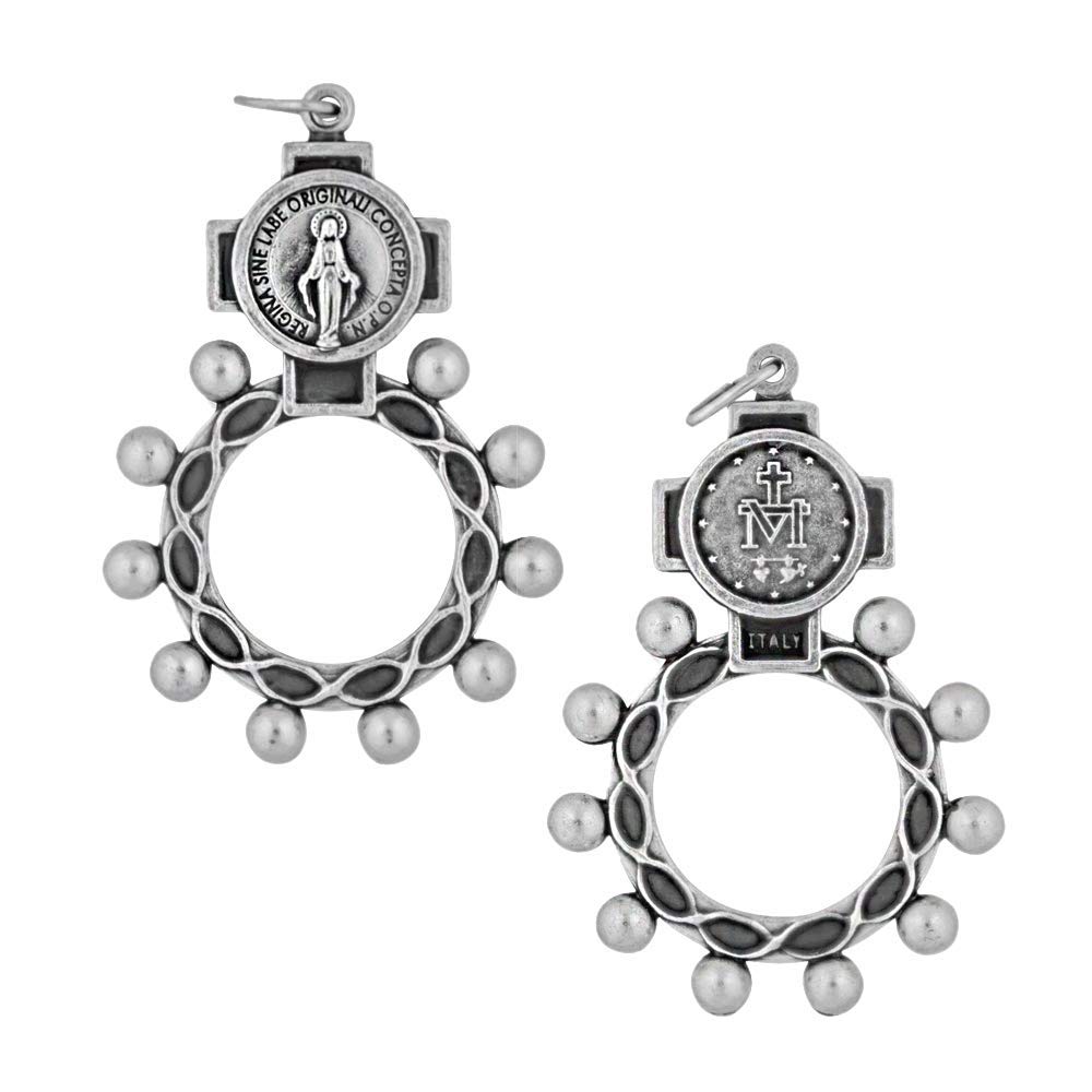 Venerare 2" Traditional Rosary Ring | 6 Dual Holy Subjects | Prayer Accessories | Catholic Gift for Confirmation | Christian Home Goods, Metal enamel
