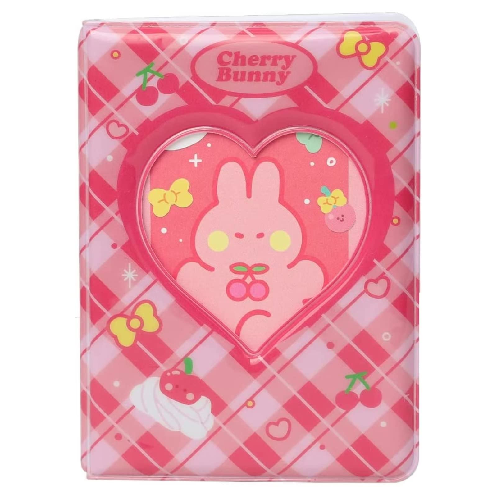 runrayay 3 Inch Mini Photocard Album, Red Heart Hollow Photo Holder, Kpop Photocard Binder for Fujifilm Instax Camera, 40 Pockets