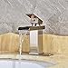 Senlesen Brushed Nickel Waterfall Bathroom Sink Vessel Mixer Tap Open Channel Water Spout Faucet